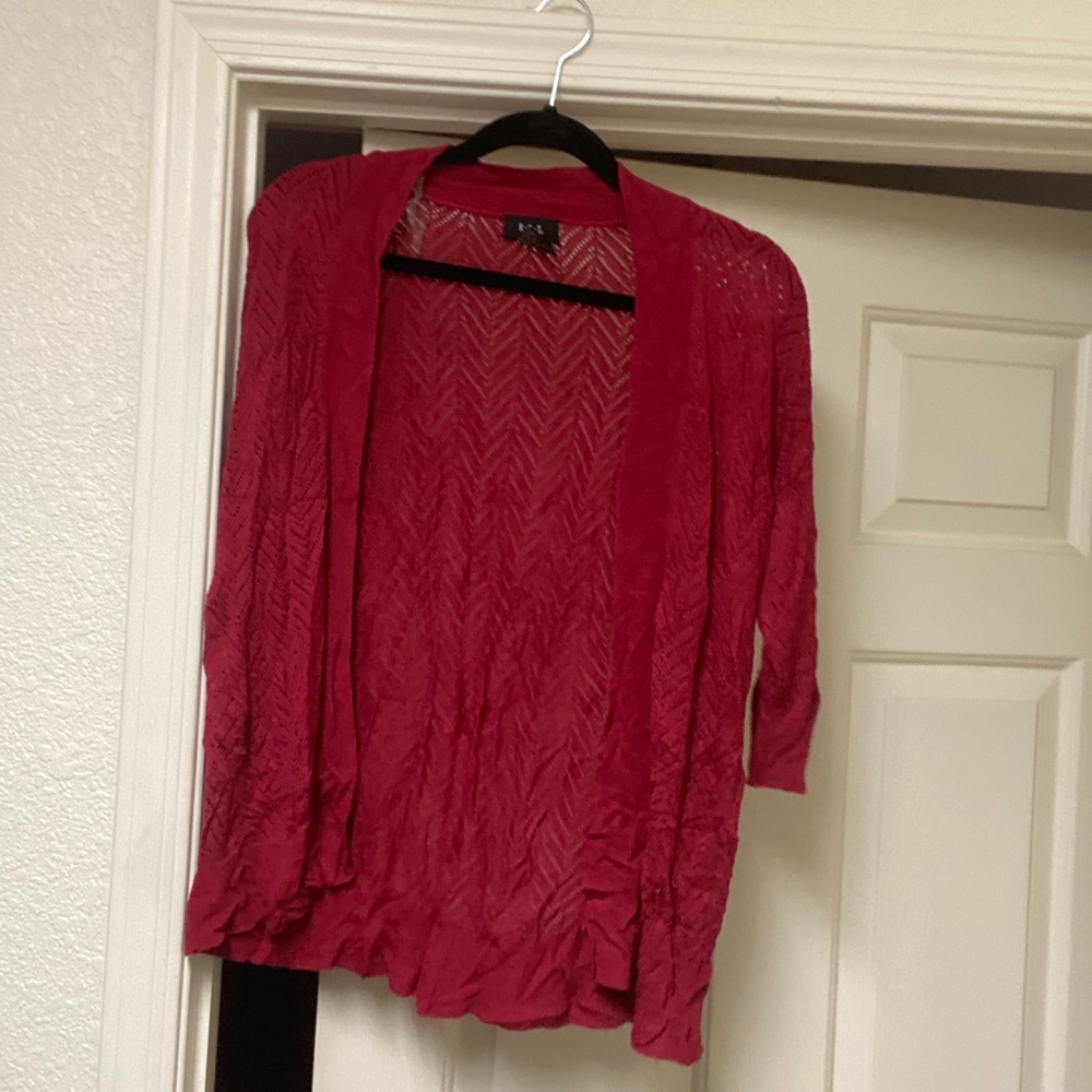 Red cardigan